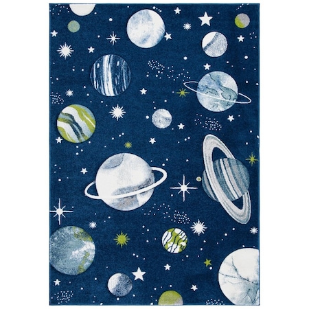 Flowers First 2 x 3 ft. Carousel Kids Contemporary Rectangle Rug, Navy & Ivory FL1890548